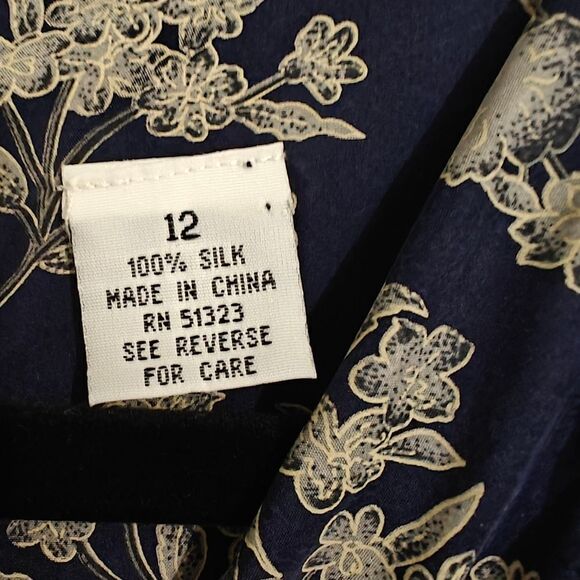 Chaus 100% Silk Blue A-line Midi Dress with Short Sleeves for Casual Wear 12 - Picture 7 of 7